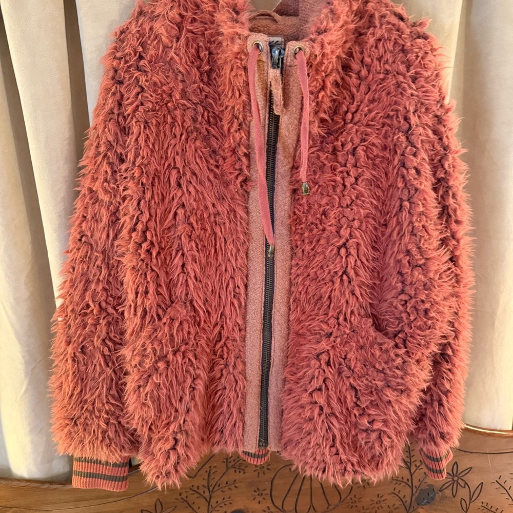 We the Free Long Hair Shaggy Sherpa Full Zip Hood Jacket
